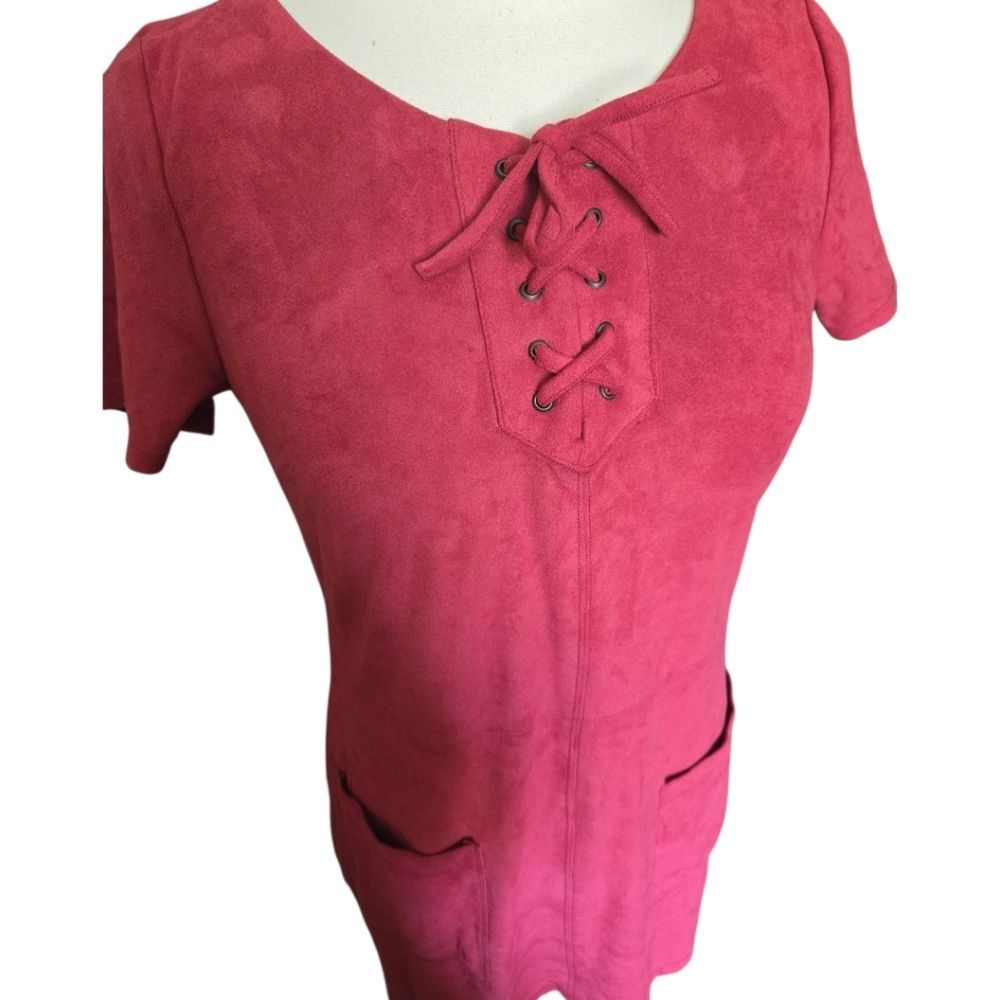 Hollister Red Lace Up Faux Suede Dress - M